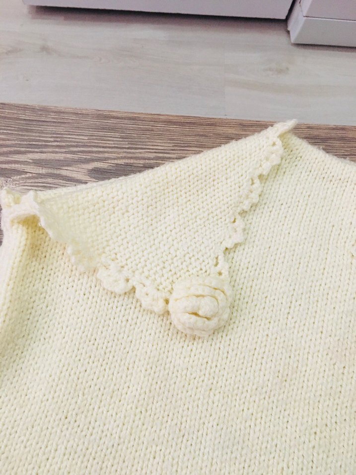 Kız Çocuk Beyaz Örgü Bohem Panço - Görsel 3