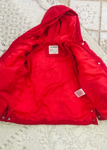 Kız Çocuk Kırmızı Kapüşonlu Kürklü Mont - Görsel 4