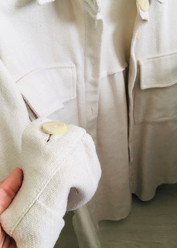 Kadın Beyaz Pamuklu Düğmeli Gömlek - Görsel 3