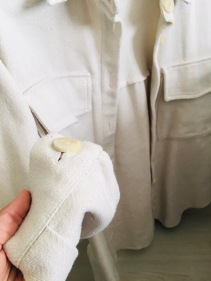 Kadın Beyaz Pamuklu Düğmeli Gömlek - Görsel 3