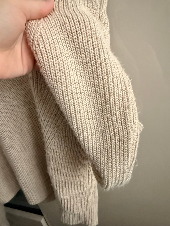 Bej Örgü Kadın Triko Kazak - Görsel 2