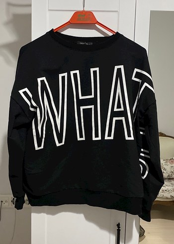 Siyah Baskılı Kadın Sweatshirt