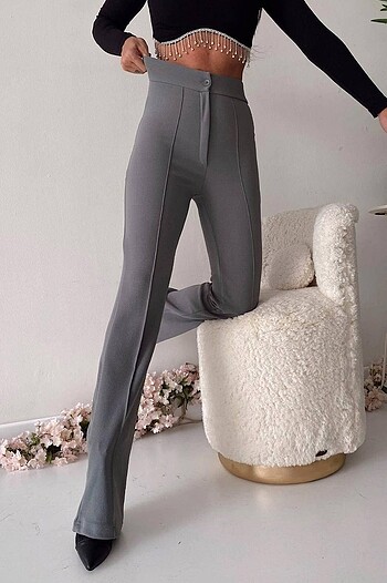 Diğer Gri likralı kumaş pantolon