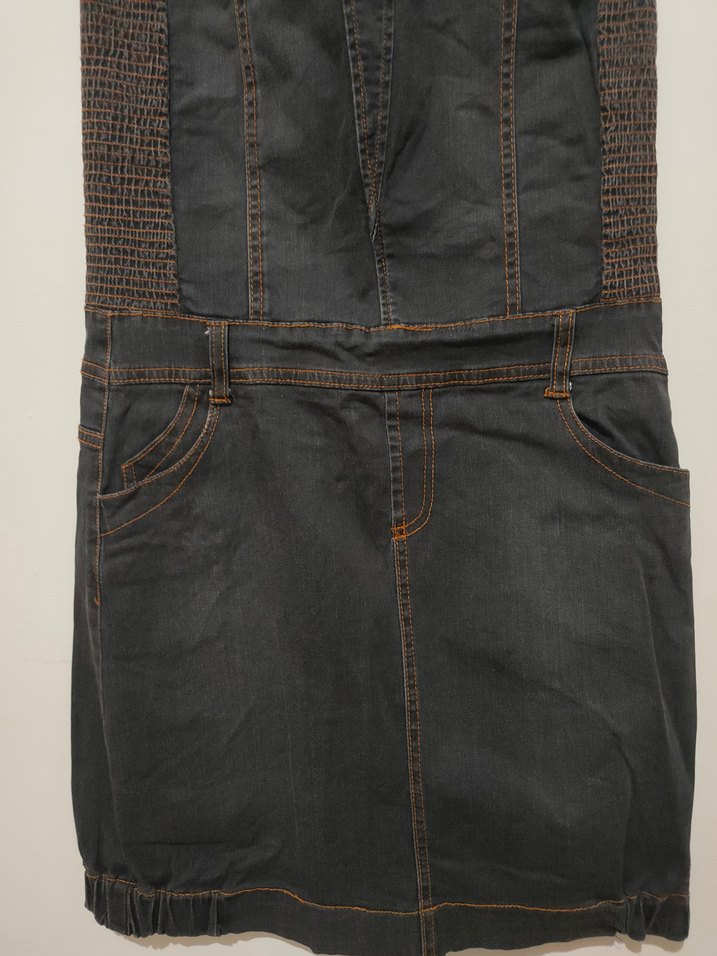 Füme Kadın Kot Midi elbise - Görsel 5