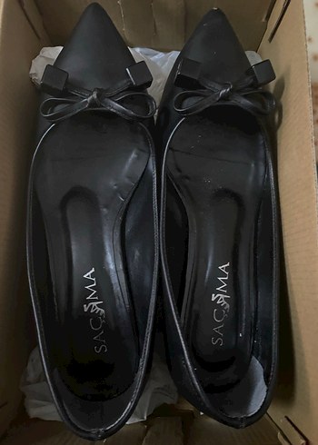 Siyah Fiyonk Detaylı Topuklu Ayakkabı - Görsel 8