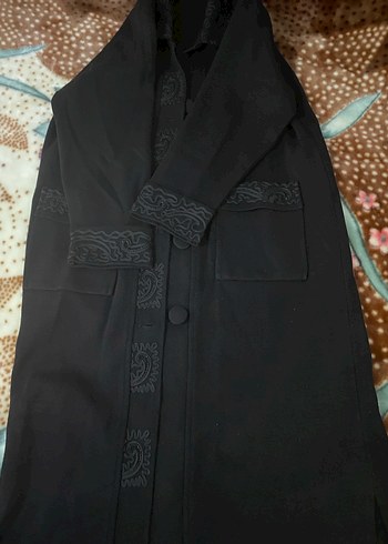 Düğmeli Siyah Kadın Uzun Kaban - Görsel 2