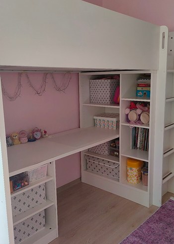 Beyaz kitaplık masa ranza - Görsel 3