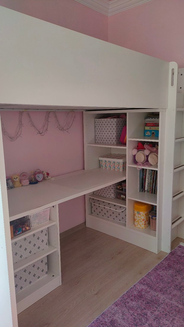 Beyaz kitaplık masa ranza - Görsel 3