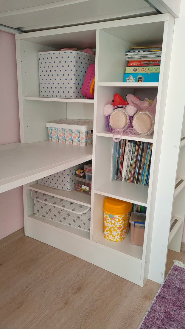 Beyaz kitaplık masa ranza - Görsel 5