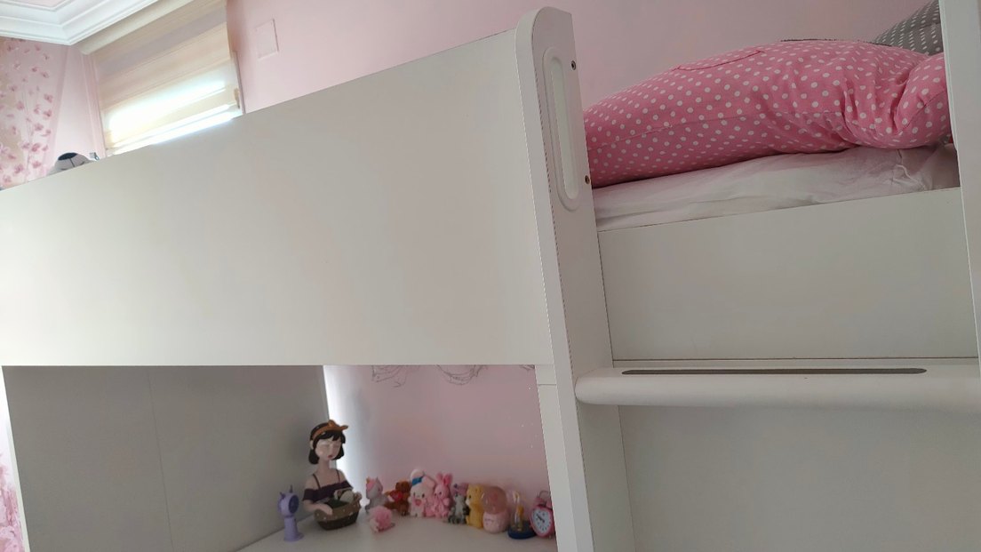 Beyaz kitaplık masa ranza - Görsel 4