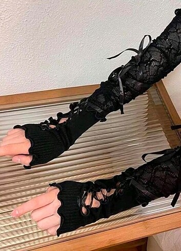 Beden siyah Renk mevcut gothic fairycore y2k eldiven