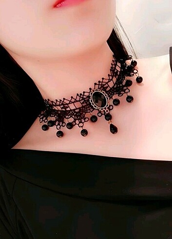 Beden siyah Renk gothic kolye