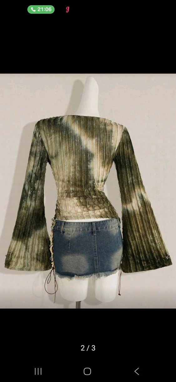 Batik Desenli Uzun Kollu Bluz - Görsel 2