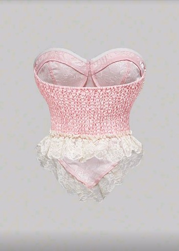 Dantel Detaylı Pembe Straplez Büstiyer - Görsel 2