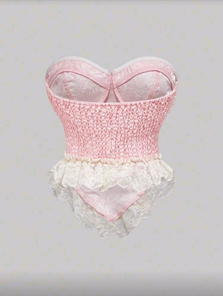 Dantel Detaylı Pembe Straplez Büstiyer - Görsel 2