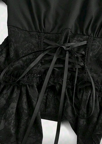 Dantel Detaylı Siyah Gotik Kadın Bluz - Görsel 3