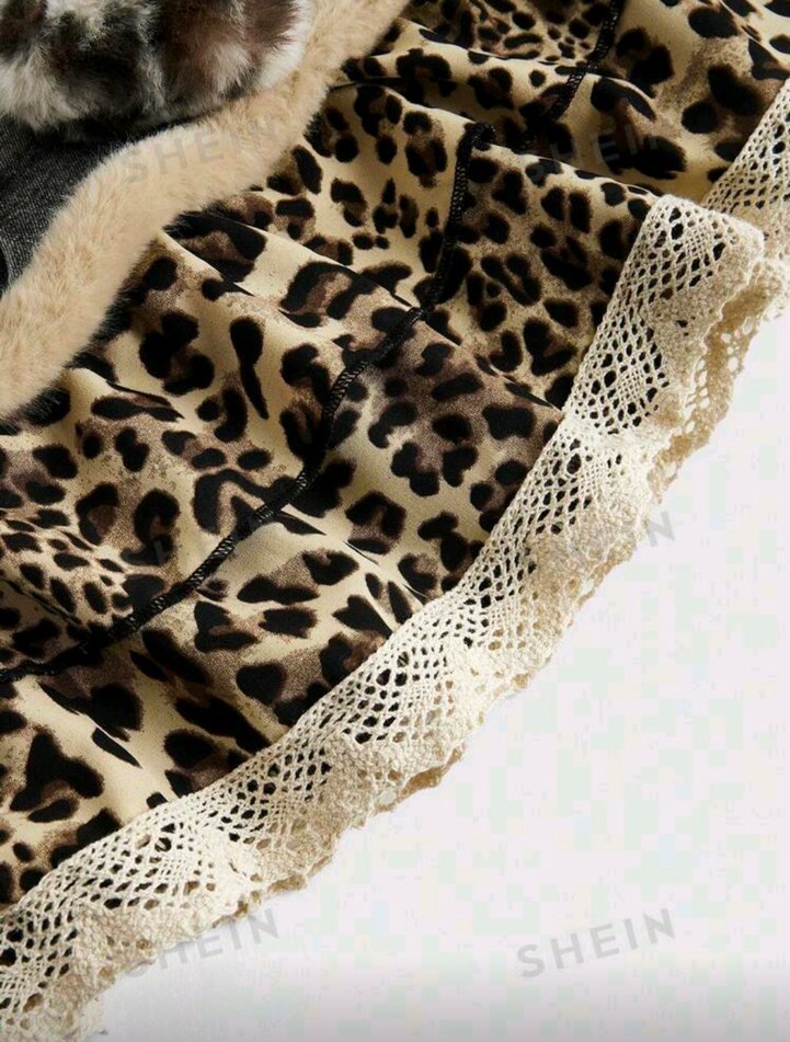 Leopar Desenli Kısa Denim Etek - Görsel 3