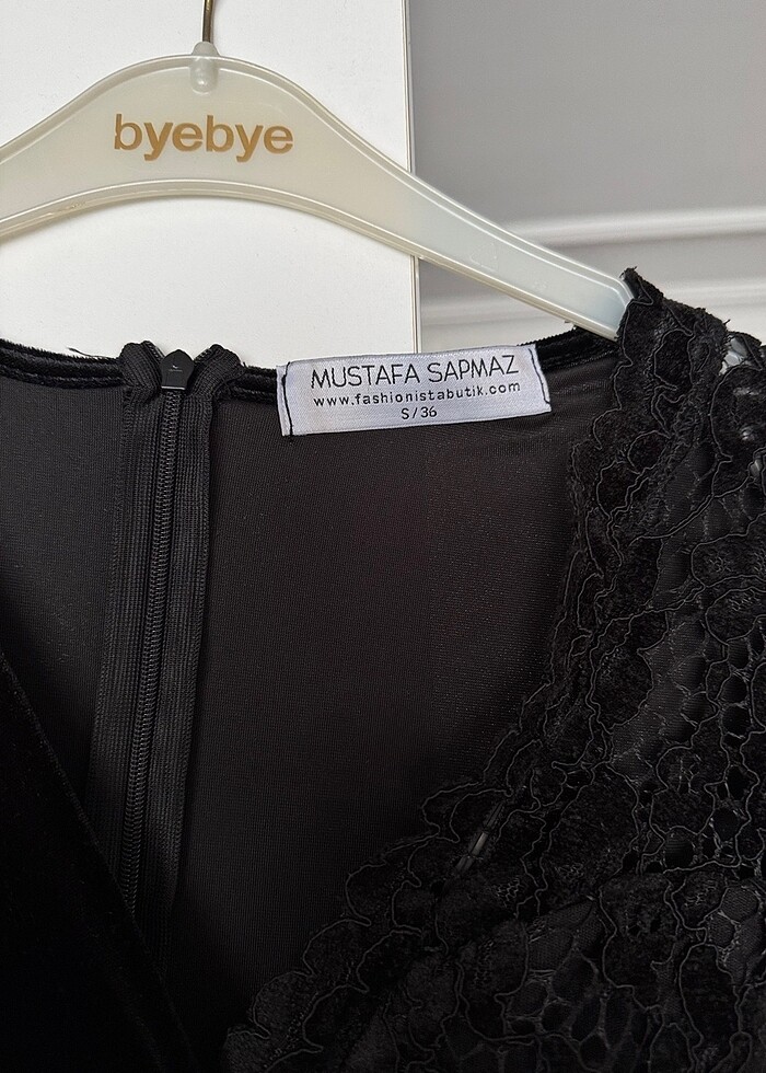 Kadife dantelli elbise - Görsel 3