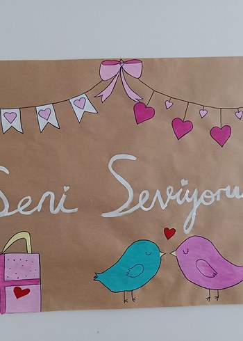 seni seviyorum Özel gün El Yapımı Afiş - Görsel 3