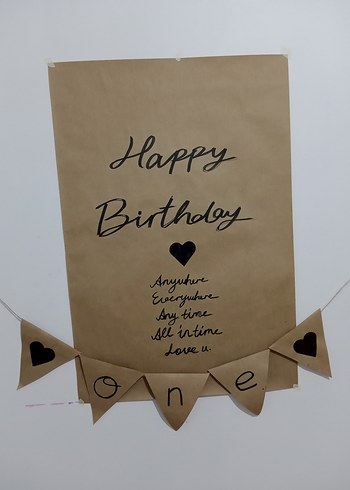 Bej Happy Birthday Parti Afişi - Görsel 3