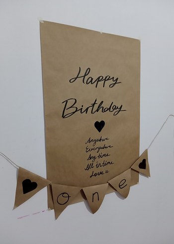 Bej Happy Birthday Parti Afişi - Görsel 2