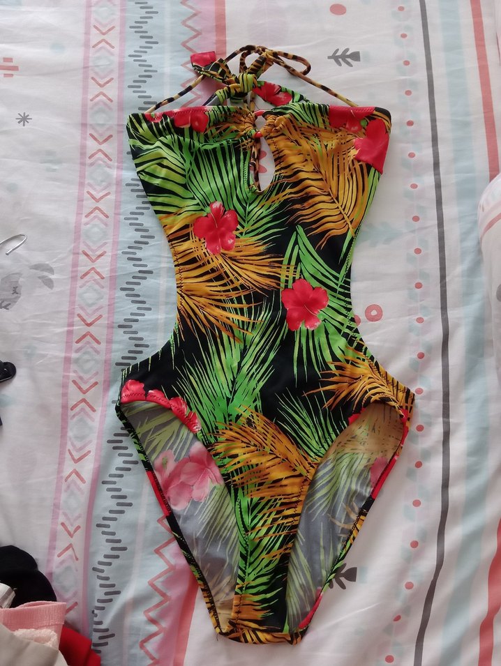 Çok Renkli Tropikal Desenli Kadın Mayo - Görsel 2