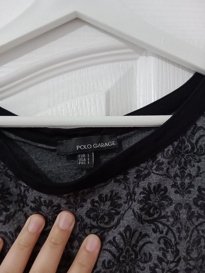 Desenli Siyah Gri Midi Elbise - Görsel 3