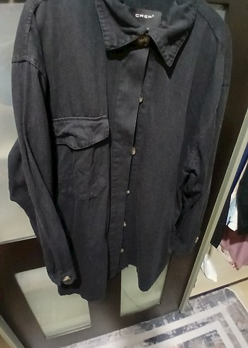 l Beden Erkek Siyah Denim Gömlek