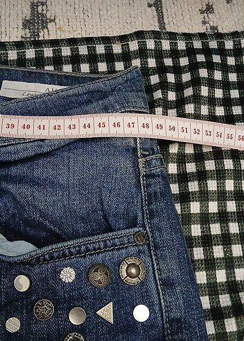 Düğmeli Mavi Kadın Kot Pantolon ihrac fazlasi - Görsel 4