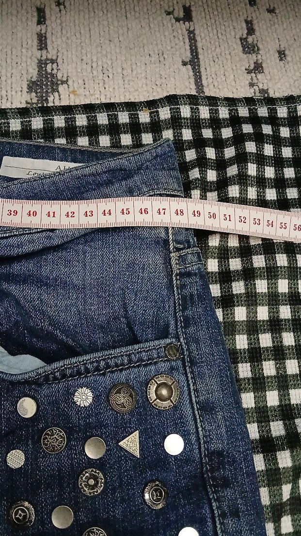 Düğmeli Mavi Kadın Kot Pantolon ihrac fazlasi - Görsel 4