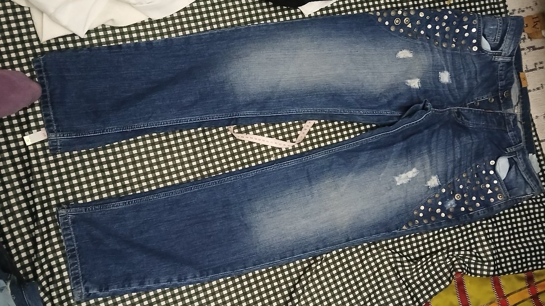 Düğmeli Mavi Kadın Kot Pantolon ihrac fazlasi - Görsel 2