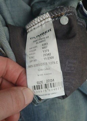 Mavi Bağlamalı Kadın Denim Pantolon ihrac fazlasi - Görsel 4