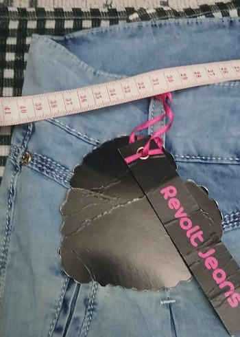 Nakışlı Düğmeli Gri Mavi Kadın Kot Pantolon ihrac fazlasi - Görsel 2