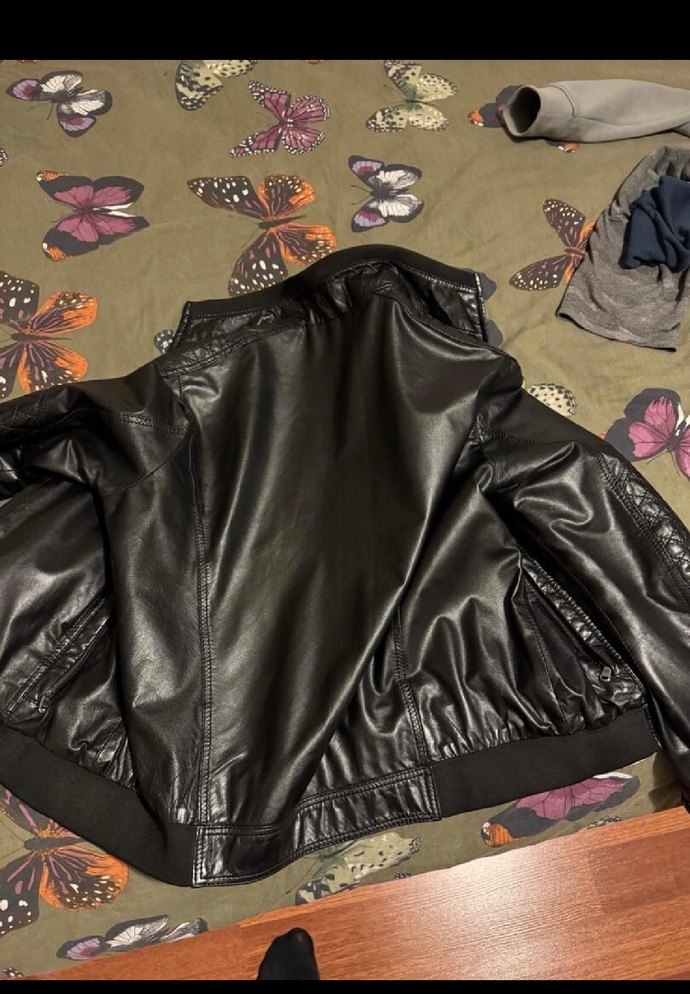 Siyah Erkek Deri Biker Ceket - Görsel 2