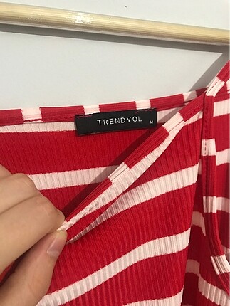 Trendyol & Milla Kırmızı beyaz çizgili elbise