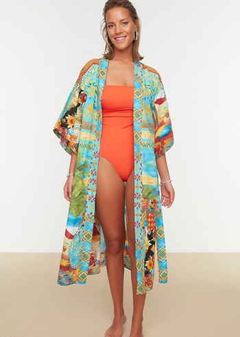 Trendyol & Milla Etiketli Renkli Uzun Bohem Kimono