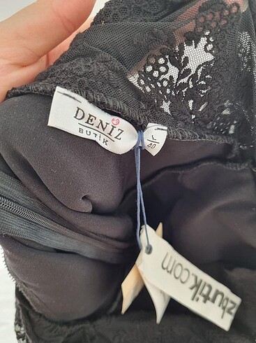 l Beden siyah Renk Deniz Butik Dantel Kalem Elbise