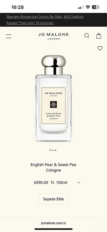 Jo malone english pear Cok az kullanıldı