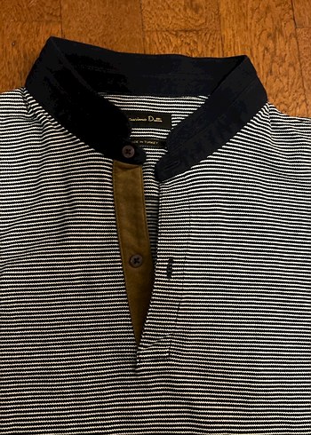 Massimo Dutti Düğmeli Gri çizgili Erkek Polo Tişört - Görsel 2