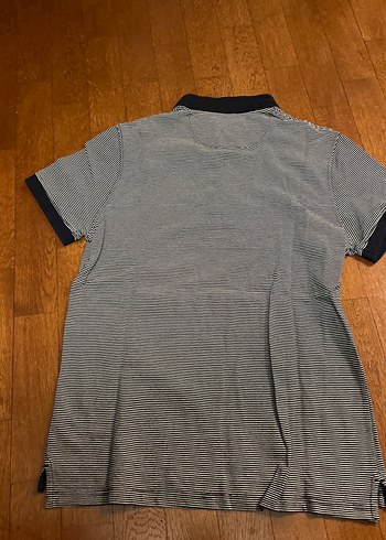 Massimo Dutti Düğmeli Gri çizgili Erkek Polo Tişört - Görsel 4