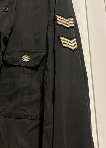 Düğmeli Siyah Kadın gömlek - Görsel 2