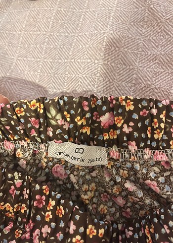 Uzun, Salaş, Kahverengi Küçük Çiçekli Bohem Etek - Görsel 3