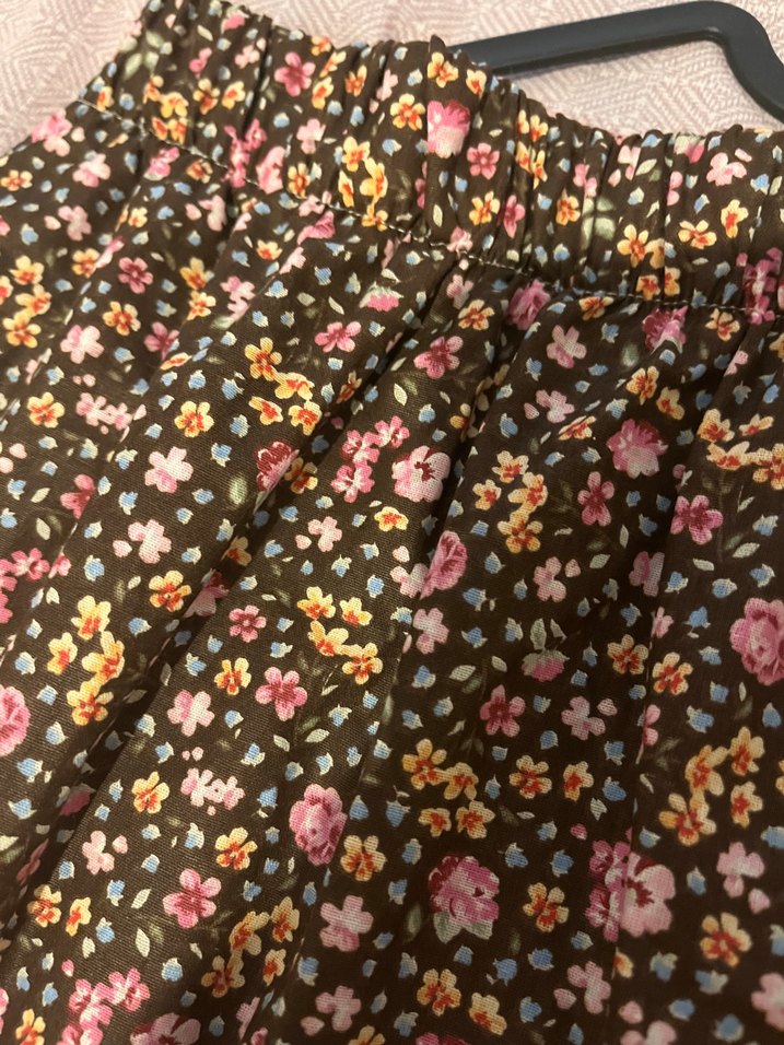 Uzun, Salaş, Kahverengi Küçük Çiçekli Bohem Etek - Görsel 2
