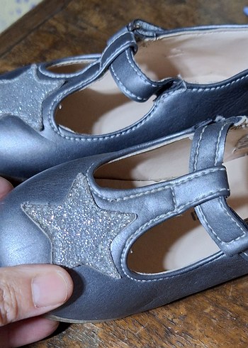 Kız Çocuk Gri Tokalı Babet Ayakkabı - Görsel 4