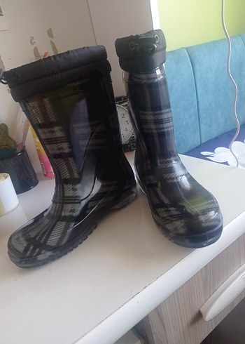 Gri Ekose Desenli Erkek Çocuk Yağmur Çizmesi - Görsel 3