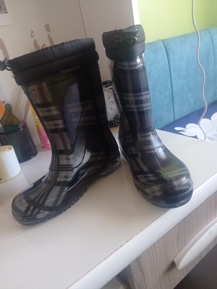 Gri Ekose Desenli Erkek Çocuk Yağmur Çizmesi - Görsel 3