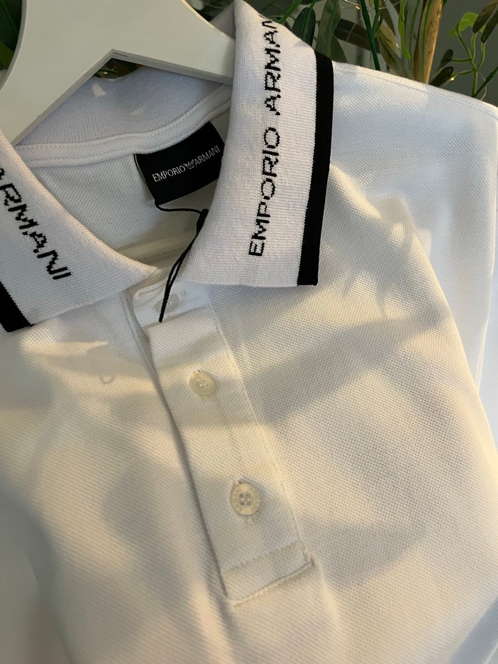 Erkek Beyaz Kısa Kollu Polo Yaka Tişört - Görsel 2