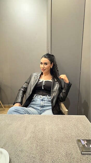Bershka deri blazer ceket