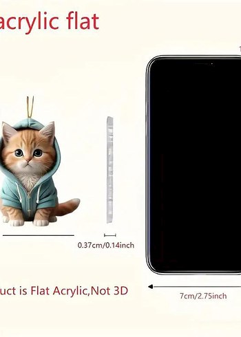 Pastel Camel Renkli 2D Akrilik Kedi Aksesuarı - Görsel 3