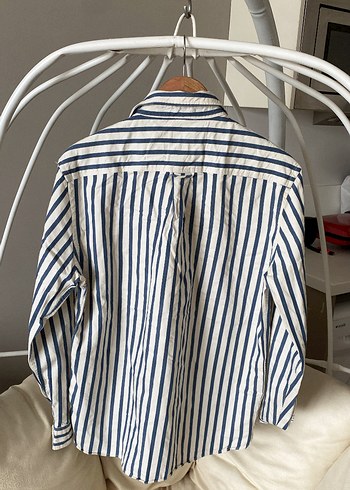 Çizgili Keten Uzun Kollu Gömlek - Görsel 2